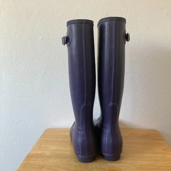 HUNTER Original Tall Rain Boots Purple Wellies W23499 Outdoors Chores City US 8M - Picture 6 of 9
